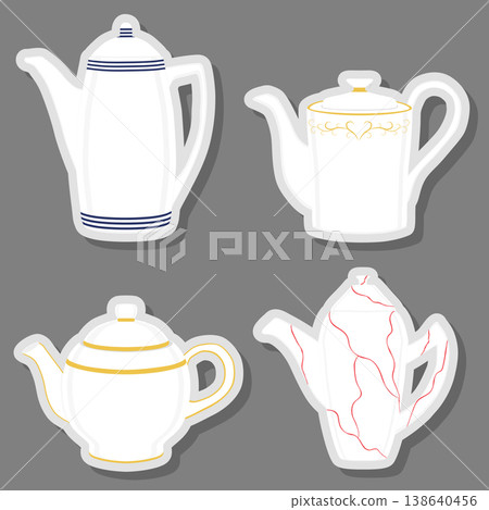 Set of beautiful glass teapots for liquid Set of beautiful glass teapots for liquid 138640456