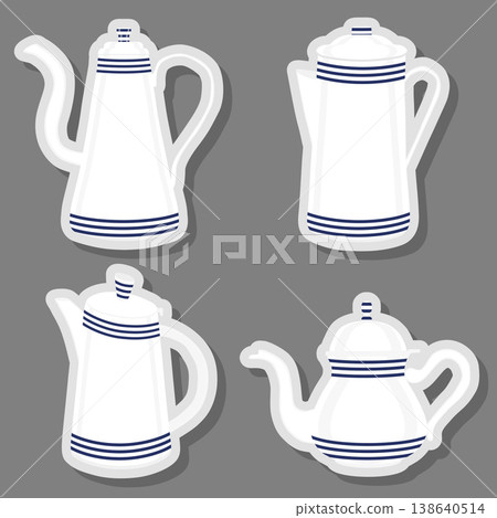 Set of beautiful glass teapots for liquid Set of beautiful glass teapots for liquid 138640514