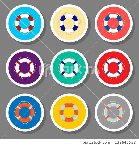 Vector icon illustration for set symbols sea lifebuoy inflatable Vector icon illustration for set symbols sea lifebuoy inflatable 138640538