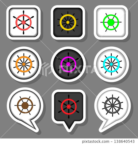 set symbols steering wheel from the ship for travel set symbols steering wheel from the ship for travel 138640543