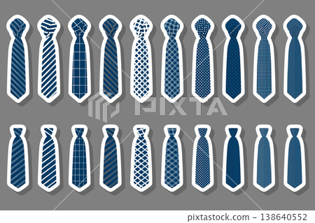 Illustration on theme big set ties different types, neckties various size 138640552