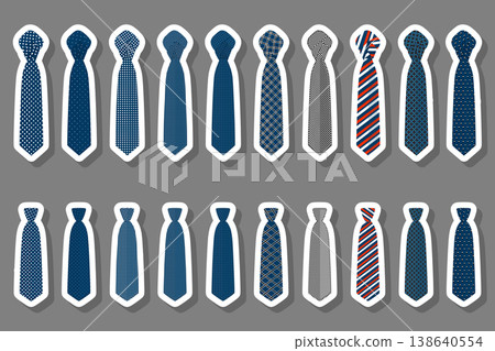 Illustration on theme big set ties different types, neckties various size 138640554