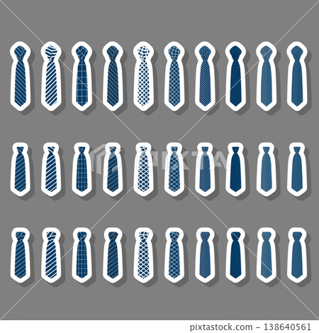 Illustration on theme big set ties different types, neckties various size 138640561