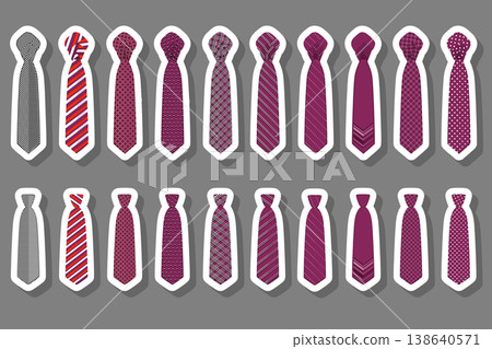 Illustration on theme big set ties different types, neckties various size 138640571