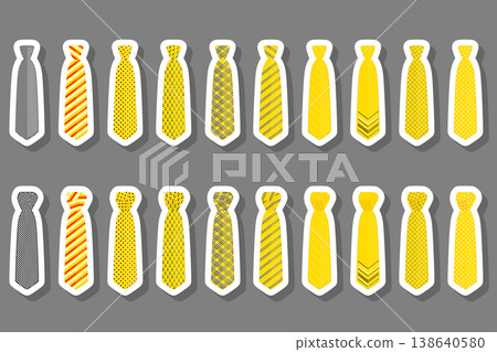 Illustration on theme big set ties different types, neckties various size 138640580