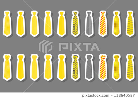 Illustration on theme big set ties different types, neckties various size 138640587