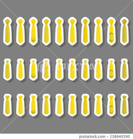 Illustration on theme big set ties different types, neckties various size Illustration on theme big set ties different types, neckties various size 138640590