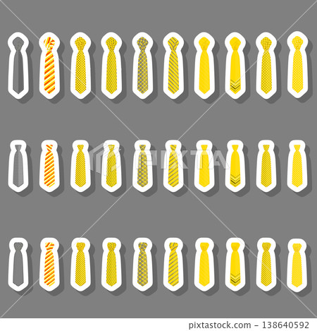 Illustration on theme big set ties different types, neckties various size Illustration on theme big set ties different types, neckties various size 138640592