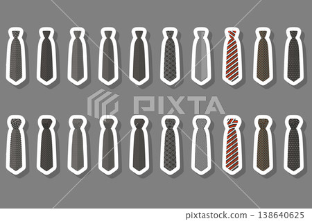 Illustration on theme big set ties different types, neckties various size 138640625