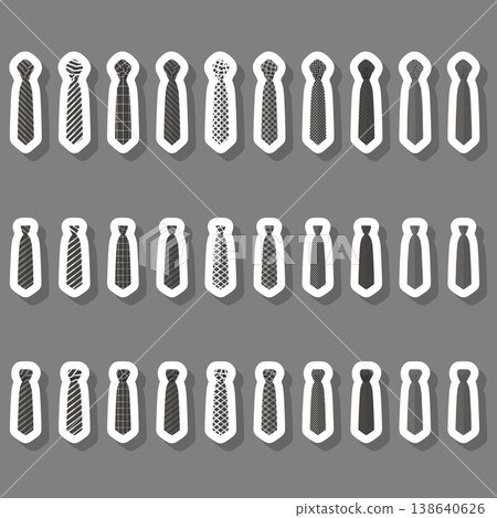 Illustration on theme big set ties different types, neckties various size Illustration on theme big set ties different types, neckties various size 138640626