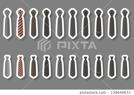 Illustration on theme big set ties different types, neckties various size 138640631
