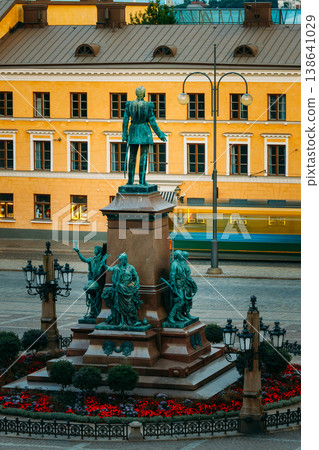 Statue of Alexander II with a Yellow Tram 138641029