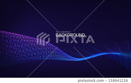 Digital technology data with background network abstract for business communication future. Vector flow science with blue computer futuristic for ai connect line. Tech connection digital. 138641226