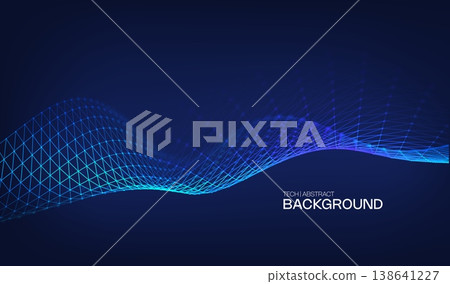 Digital technology data with background network abstract for business communication future. Vector flow science with blue computer futuristic for ai connect line. Tech connection digital. 138641227
