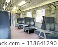 An empty local train car: Retro blue box seats and a nostalgic train journey (4K) 138641290