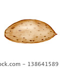 Almond nut watercolor painting. Hand-drawn illustration of a nut kernel. Food clip art. Perfect for cookbooks and natural cosmetics packaging designs. 138641589