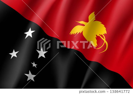 Flag Papua New Guinea national flag. Patriotic symbol in official country colors. Illustration of Oceania state flag. Vector relistic icon 138641772