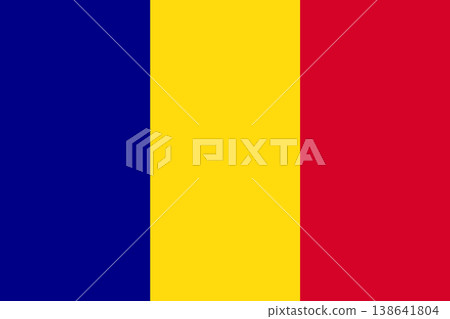 Waving flag of Romania. Vector illustration of icon with blue, yellow, red colors. Waving flag of Romania. Vector illustration of icon with blue, yellow, red colors. 138641804