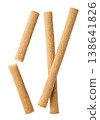 Wafer sticks and two halves cut out on a white. 138641826