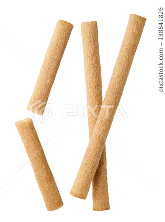 Wafer sticks and two halves cut out on a white. Wafer sticks and two halves cut out on a white. 138641826