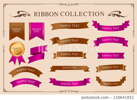 絲帶裝飾設計套裝和古董邊框和框架設計 138641852