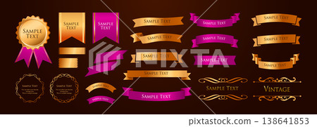 絲帶裝飾設計套裝和古董邊框和框架設計 138641853