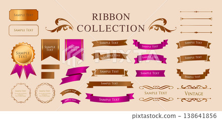 絲帶裝飾設計套裝和古董邊框和框架設計 138641856