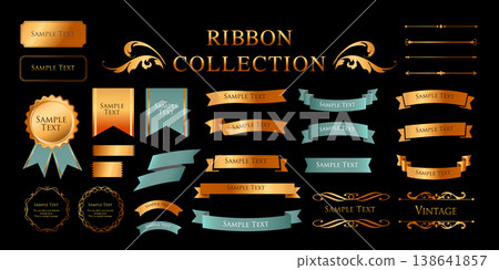 絲帶裝飾設計套裝和古董邊框和框架設計 138641857