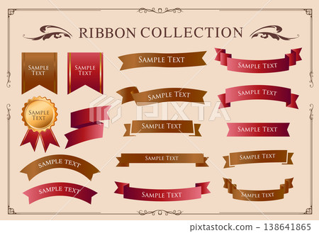 絲帶裝飾設計套裝和古董邊框和框架設計 138641865