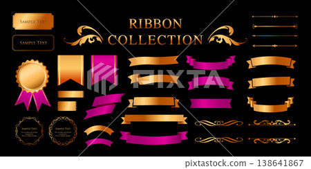 絲帶裝飾設計套裝和古董邊框和框架設計 138641867