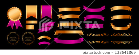 絲帶裝飾設計套裝和古董邊框和框架設計 138641869