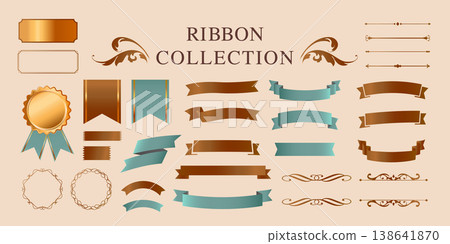 絲帶裝飾設計套裝和古董邊框和框架設計 138641870