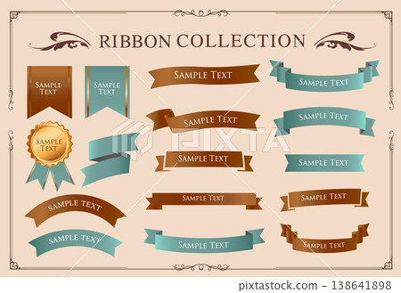 絲帶裝飾設計套裝和古董邊框和框架設計 138641898