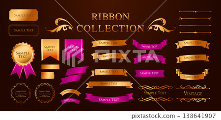 絲帶裝飾設計套裝和古董邊框和框架設計 138641907