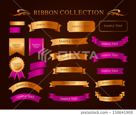 Ribbon ornament design set and antique border and frame designs Ribbon ornament design set and antique border and frame designs 138641908