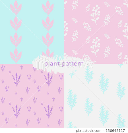 Pastel plant pattern collection for textile and wallpaper Pastel plant pattern collection for textile and wallpaper 138642117