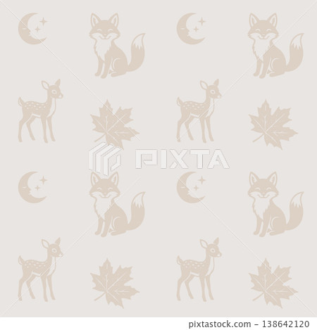 Woodland Pattern Mixed Forest Animals Design Woodland Pattern Mixed Forest Animals Design 138642120