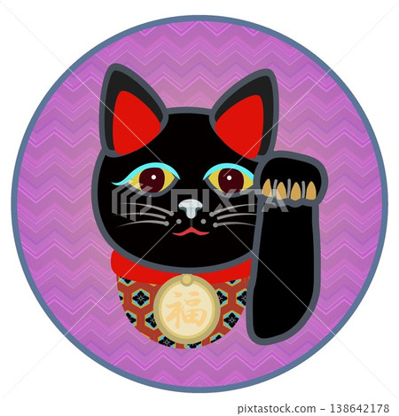 Illustration of a beckoning cat with a circular background Illustration of a beckoning cat with a circular background 138642178