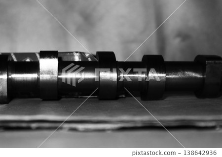 Camshaft of an automobile engine. 138642936
