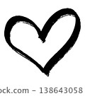 Hand drawn black heart icon isolated on white background, brush stroke style 138643058