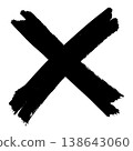 Black Hand Drawn Grunge Cross Mark Symbol on White Background 138643060