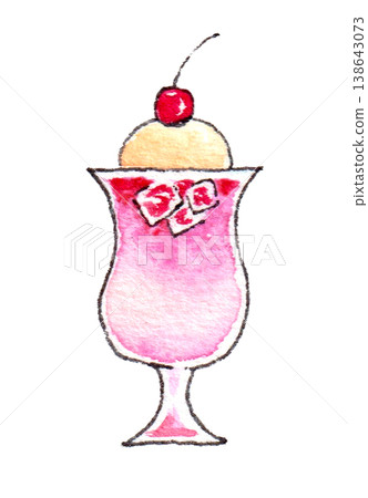 Watercolor illustration: Cream soda, pink Watercolor illustration: Cream soda, pink 138643073