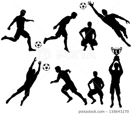 Silhouettes Football Players 138643270