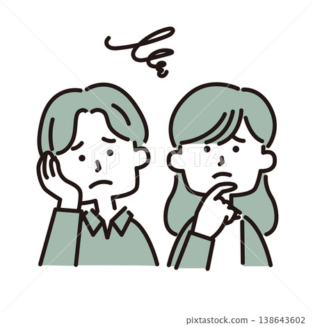 帶有問號的男人和女人 帶有問號的男人和女人 138643602