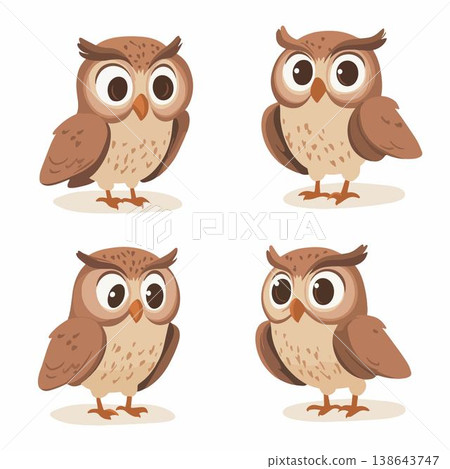 cute owls couple isolated on white background 138643747