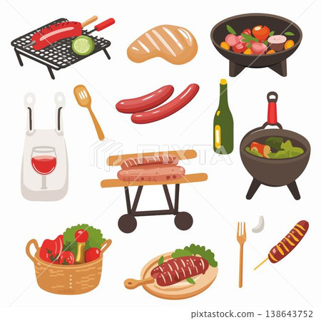 barbecue grill with barbecue, barbecue, barbecue, barbecue, food, grill, equipment 138643752