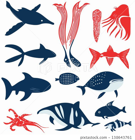 seamless pattern with whales, vector illustration 138643761