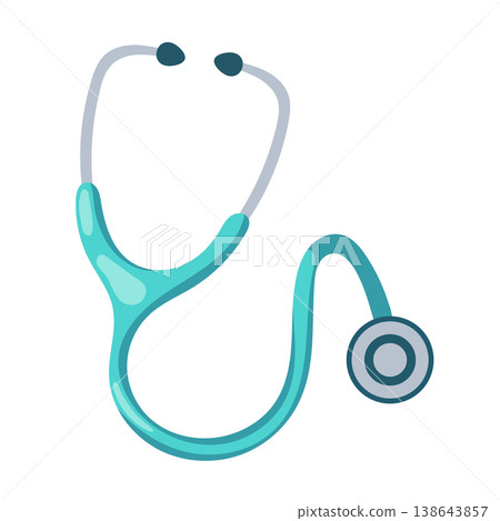 Stethoscope for doctor. Flat vector clipart, illustration with isolated background. Stethoscope for doctor. Flat vector clipart, illustration with isolated background. 138643857