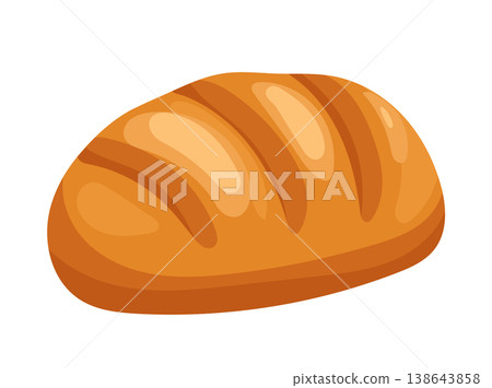 Rye bread. Flat vector clipart, illustration with isolated background. 138643858
