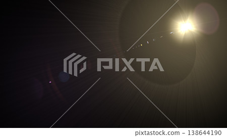 flare sun light len sunlight yellow golden optical lens flare halo ring transparent overlay bright glowing circle orb beam ray element isolated on black background 138644190
